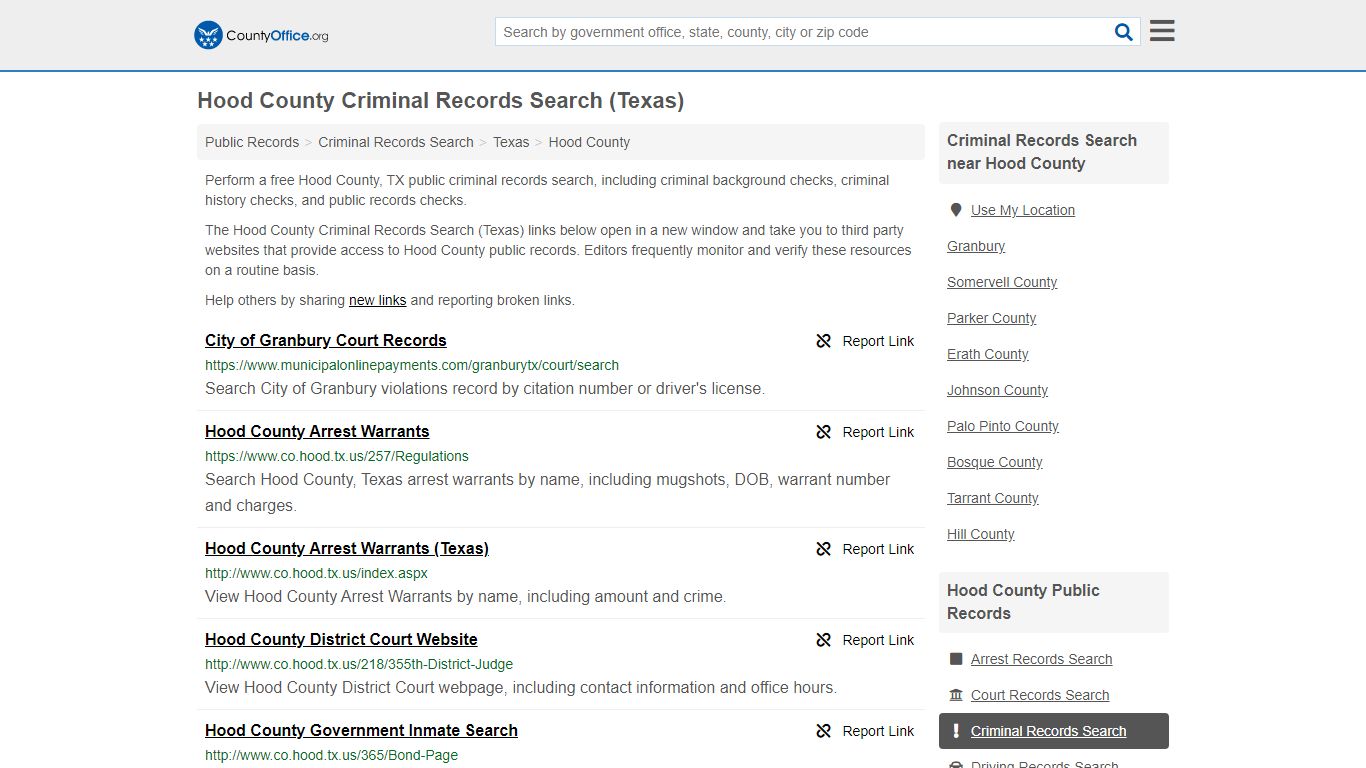 Criminal Records Search - Hood County, TX (Arrests, Jails ...